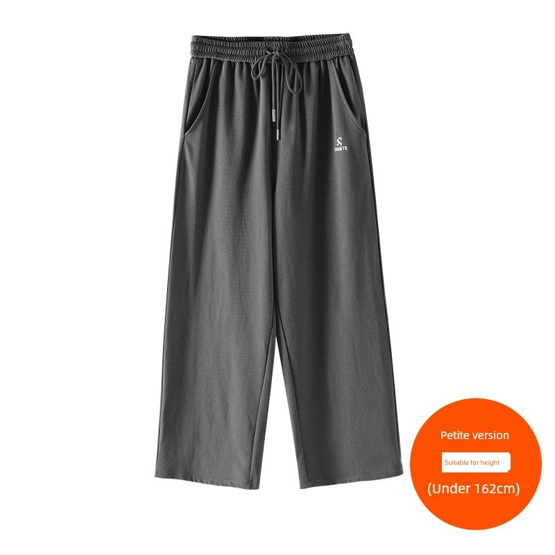 

Plus size women clothing [Fashion Brand Casual Set] Chubby Girl Summer Embroidery Hood Short sleeve T-shirt Wide Leg Pants Two-piece Set Dark gray-trousers (under 162cm) 3XL