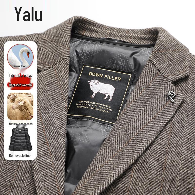 Yalu Men's Goose Down Wool Blend Business Casual Blazer