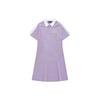 Letter Color Block Tennis Waist-Defining Fashion Knit Polo Dress Women Dresses Perfume-Purple T11W323307F-VT