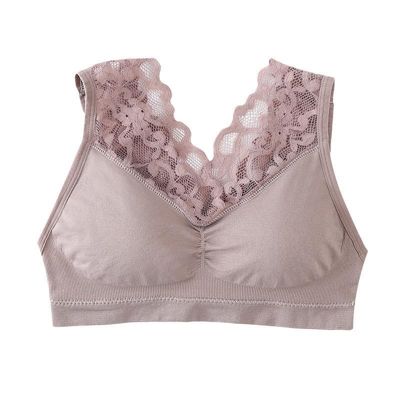 Women's beautiful back bra, plus-size plus-bust lace lace strapless bra, anti-exposure malfunction, wireless, push-up body-hugging camisole