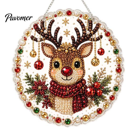Saisonale Partygeschenke Weihnachten Acryl Baum Hängender Schmuck, Kunstperlen-Kunst DIY Malerei Feiertagszubehör Sonnenschutz, 20cm Leuchtendes Fensterdekor für
