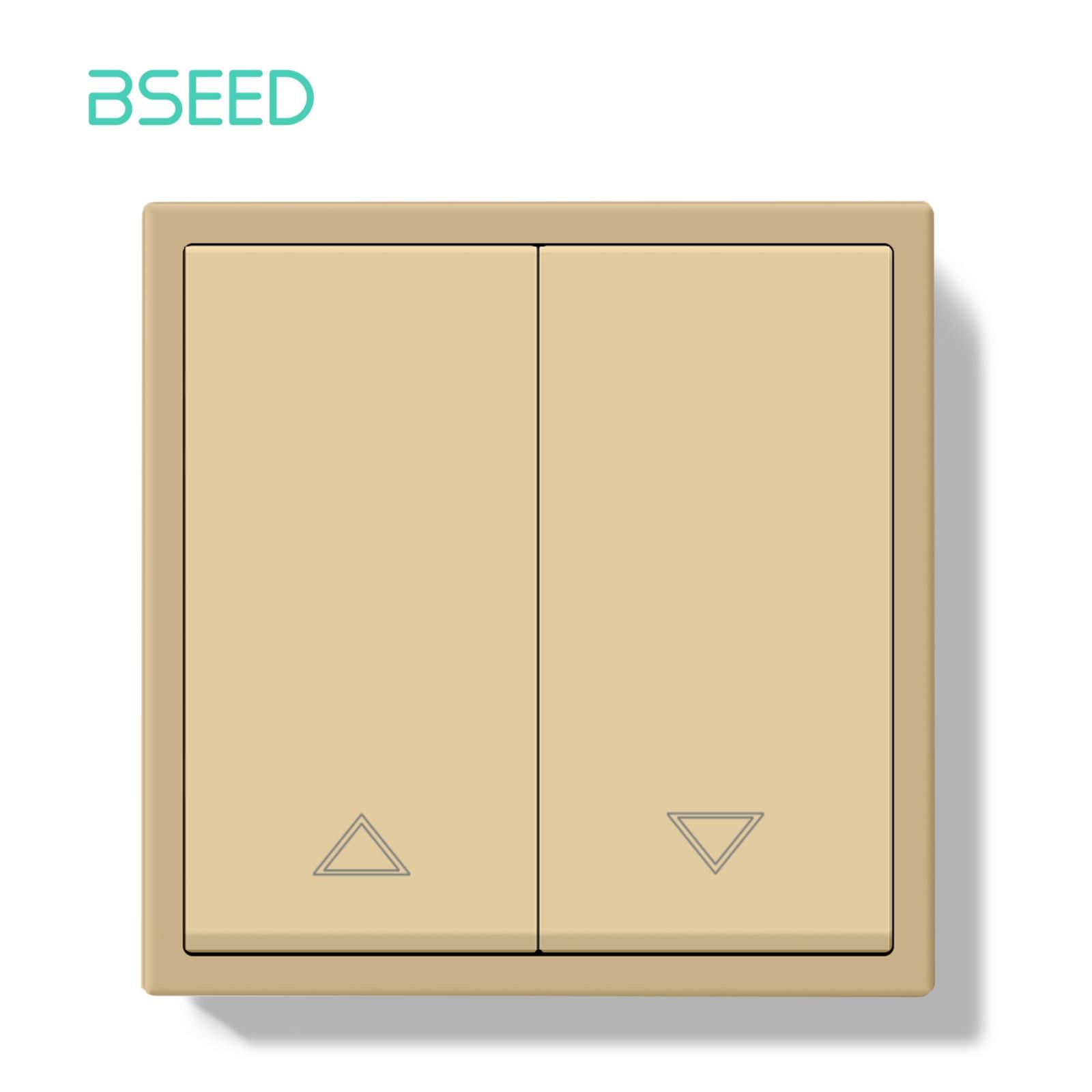 

BSEED Mechanical Curtain Switch Electric Roller Shutter Switch Push Button Wall Blinds Switch Grand Panel Plastic EU Standard золотий