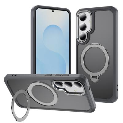 360°Rotating Magnet Ring Fold Rotating Stand Phone Case For Samsung S26 Edge S24 S25 Ultra S23 Plus Frosted Translucent Cover