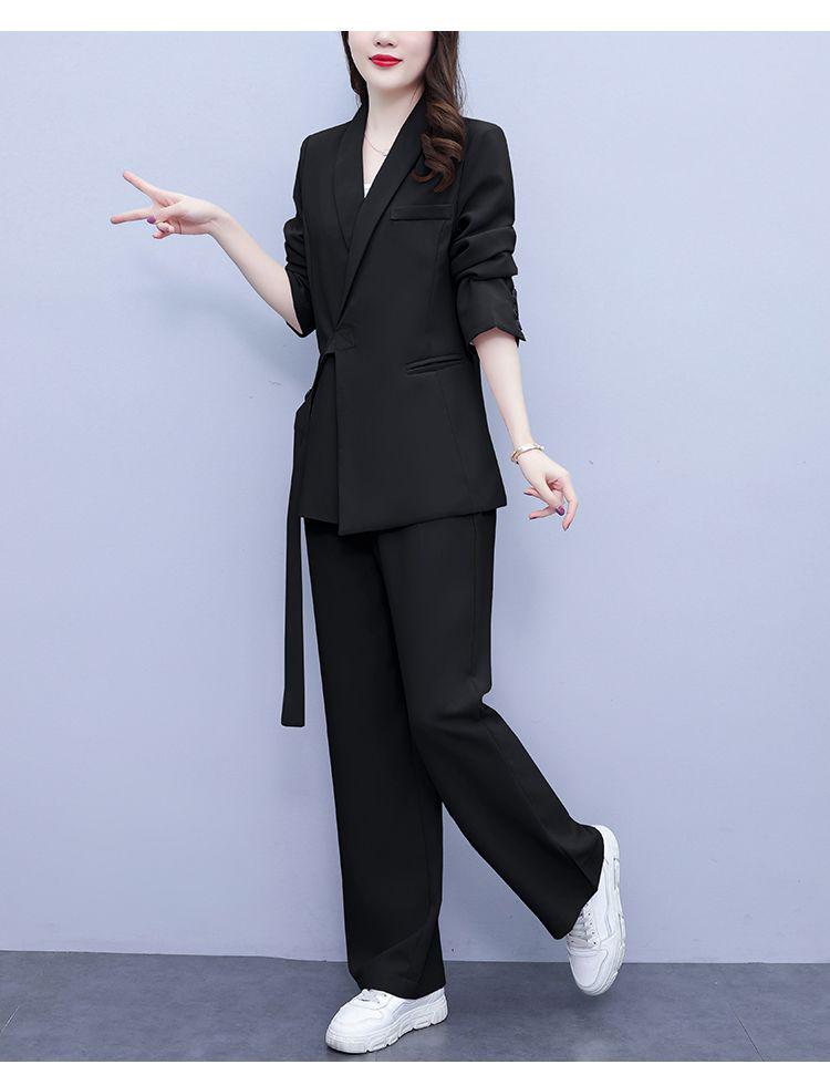 

Spring & Autumn Plus Size Women s Two-Piece Casual Set: Loose Age-Reducing Wide-Leg Pants M (recommended 80-100 jin)