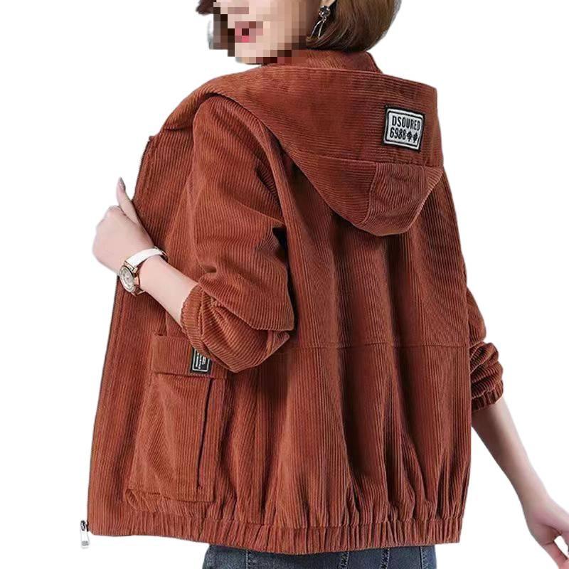 2026 Autumn Winter Women's Plus Size Corduroy Jacket - Casual, Slimming, Fashionable Mother's Wear