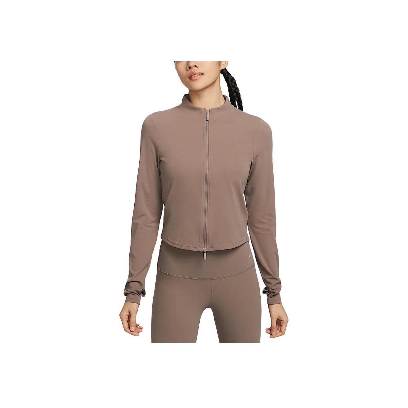 

Женская куртка Nike Zenvy Dri-Fit SS25 на молнии с длинным рукавом, цвет норка-коричневый/белый FV7424233 L