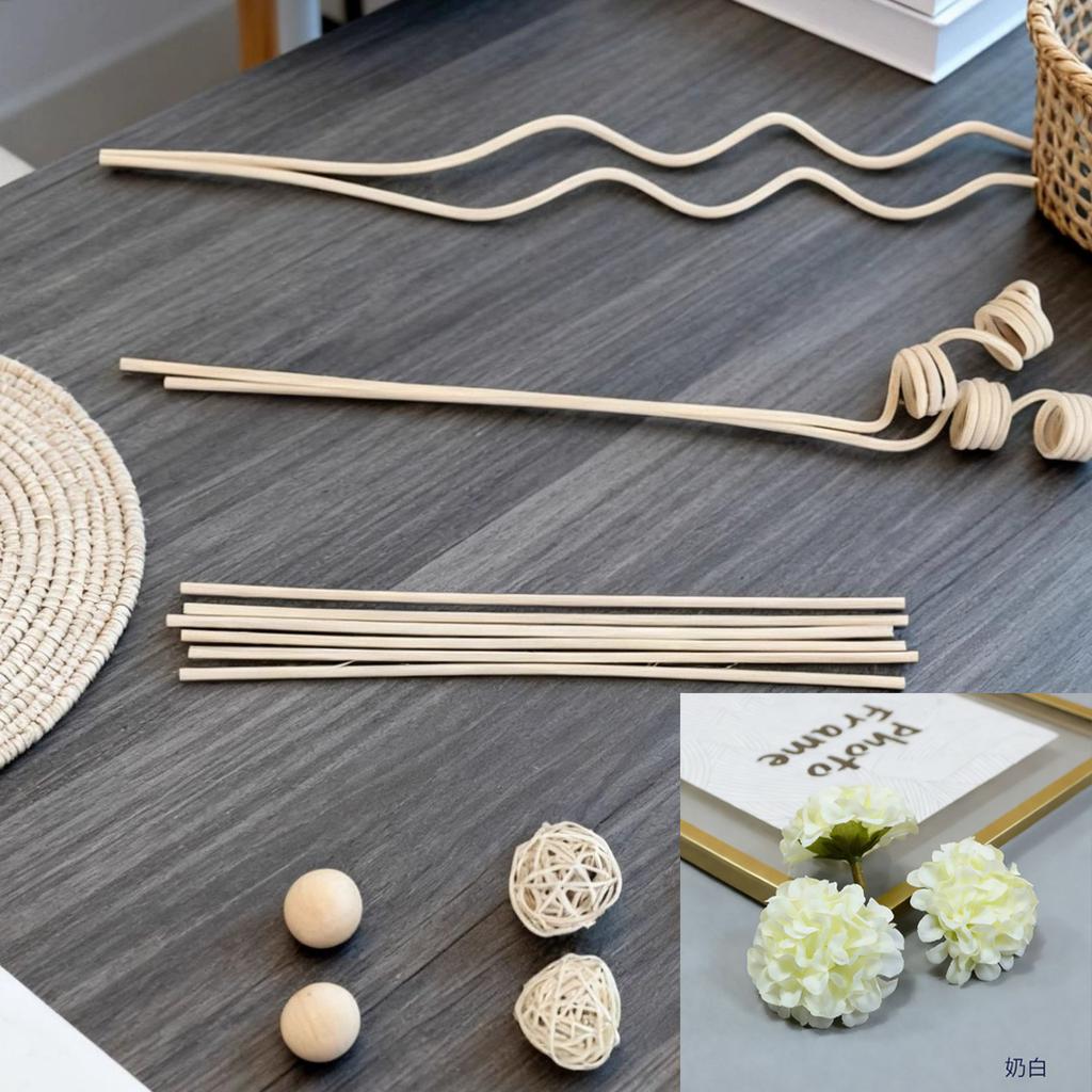 NEW 11Pcs Hydrangea Flower Rattan Sticks Champagne/Pink - Flameless Fragrance Diffuser for DIY Home Decor & Ornaments