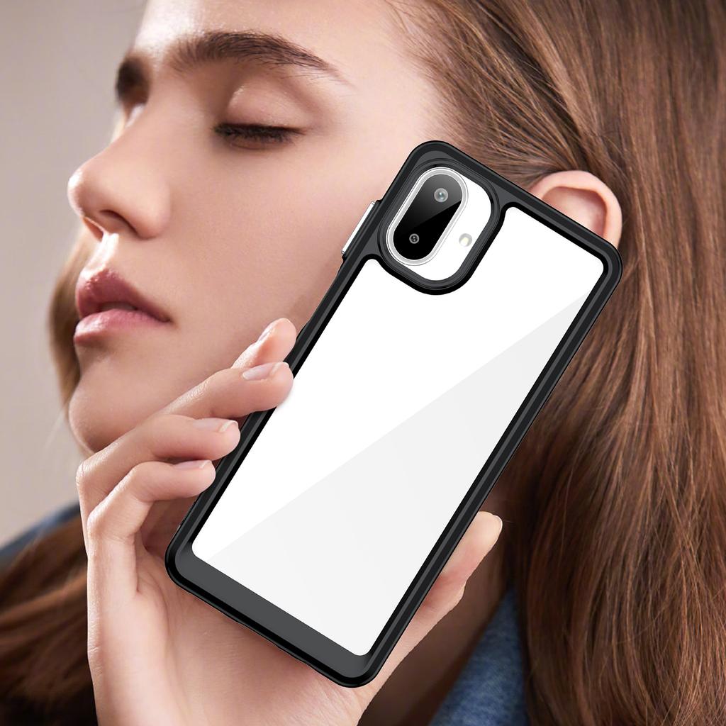 For Samsung Galaxy A07 4G Phone Case WANLONFENG XC Series TPU Acrylic Cover with Tempered Glass (Big Lens Hole)