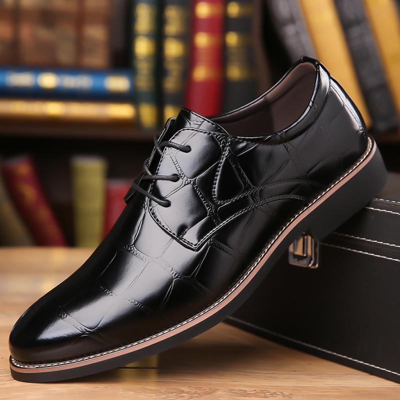 

Мужские туфли большого размера из искусственной кожи однотонные, модные, с нескользящей резиновой подошвой, формальные, мужские, новый дизайнер, весенне-осенние туфли, мужские 38 чёрный