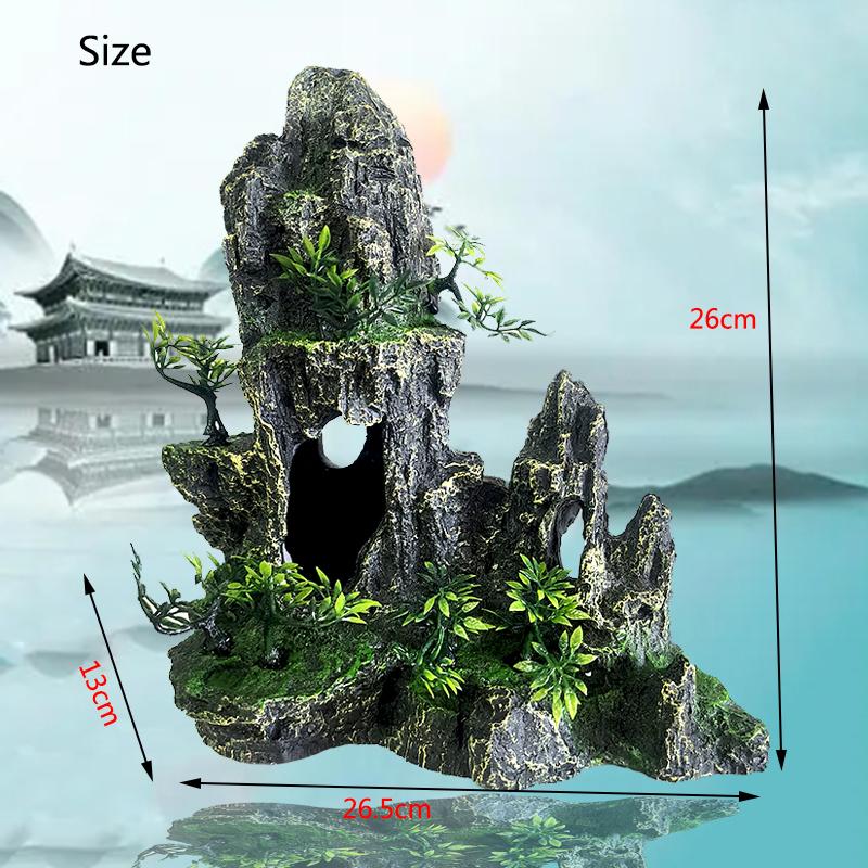 Živicová akváriová skalnatá hora dekorácia umelý výhľad skala jaskyňa kameň strom ozdoba do akvária potreby pre domáce zvieratá domáca dekorácia