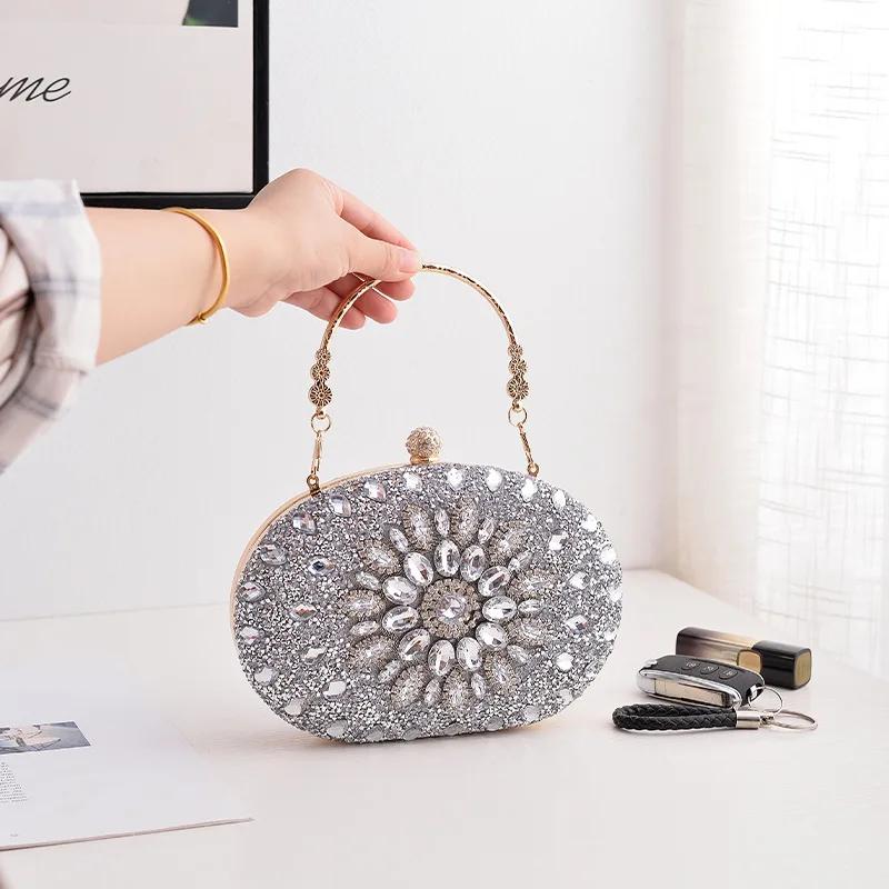 

Evening Clutch Bag for Women Wedding Flower Diamond Clutches Purses Chain Designer Luxury Bag Party Handbag with Metal Handle