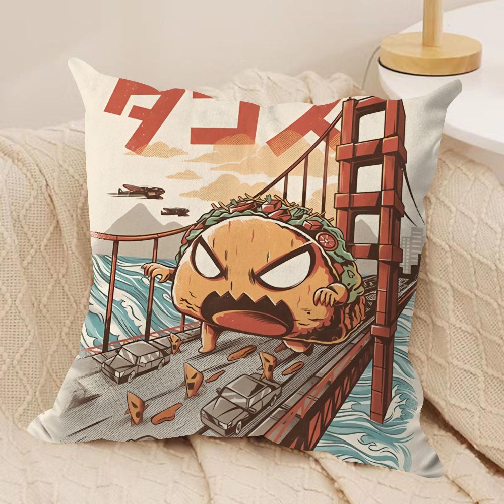 Food Disaster Cushion Cover Silky Short Plush Sofa Pillow Cover Hidden Zipper Soft Dustproof Case for Home Decor