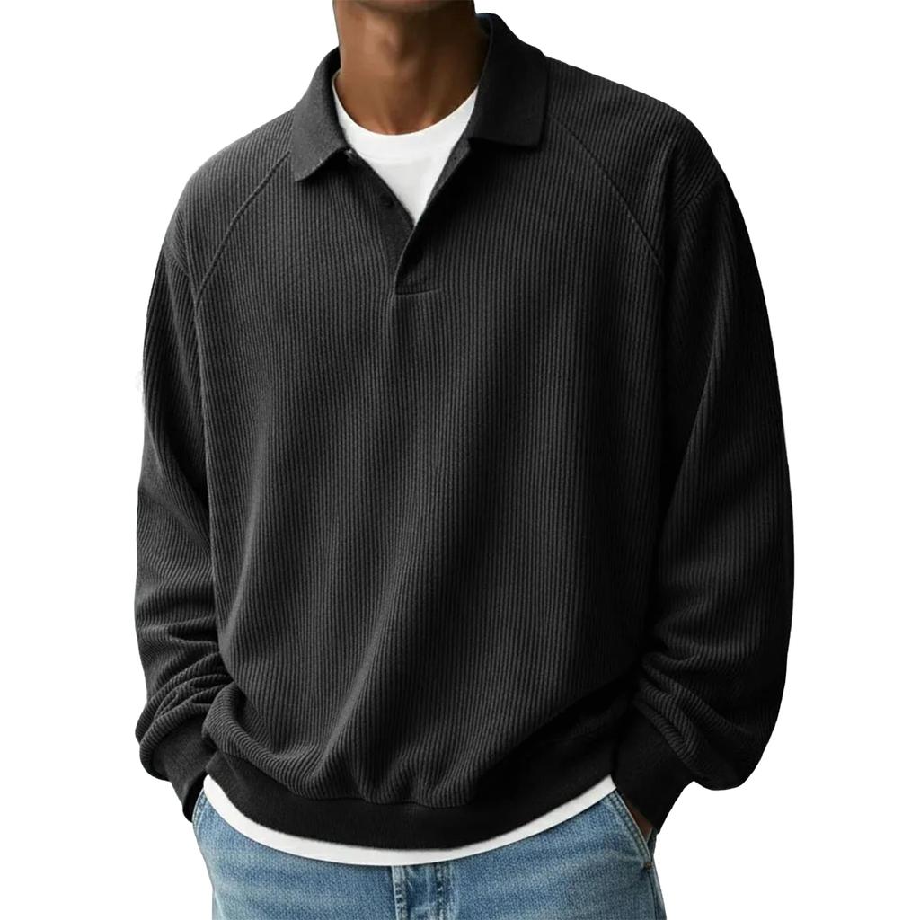 Men's Sweatshirt Basic Quarter Button Pullover Casual Long Sleeve Top For Fall Winter