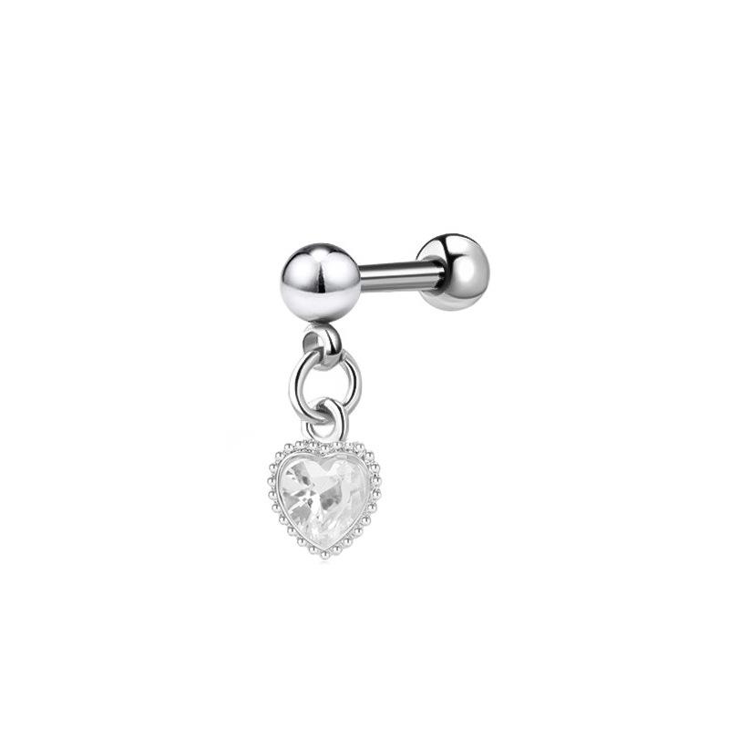 Stainless Steel Zirconia Barbell Cartilage Earrings with Devil Studs, In Stock
