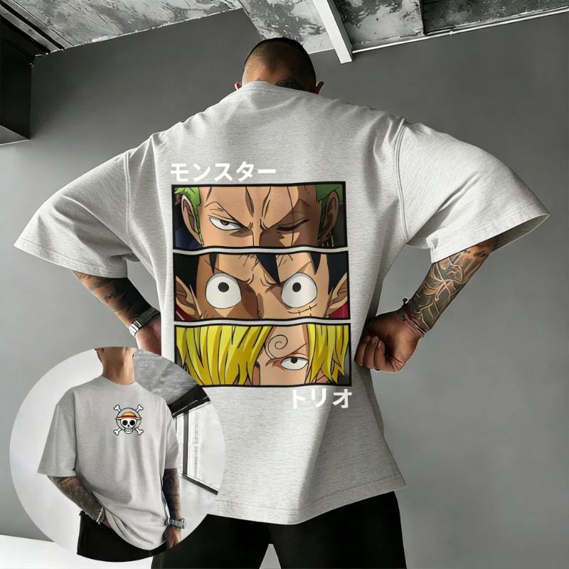 2026 ONE PIECE Summer Unisex Cotton Tshirt New Anime Creative Color Printing Street Hiphop Loose Casual Y2K Parentchild Top