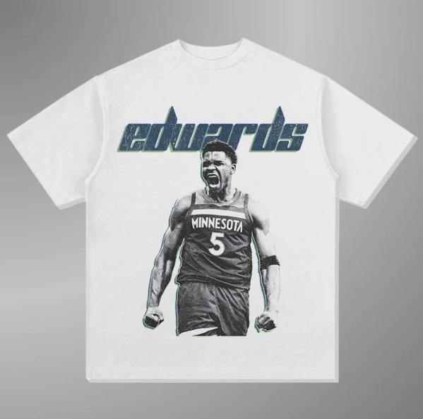 

2025 Лето Новинка НБА Энтони Эдвардс Y2KT-shirt Хлопок Принт Большой Размер Круглый Вырез Короткий Рукав Топ Футболка для Мужчин и Женщин S