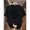 European Sizes Fashionable Casual Men'S Round Neck Short-Sleeve T-Shirt with a Number 5 Handprint Design