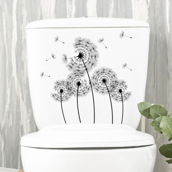 Toilet Lid Decal Self-Adhesive Non-Fading Removable Water-Resistant Plant Flower Theme Toilet Seat Lid Sticker Decor
