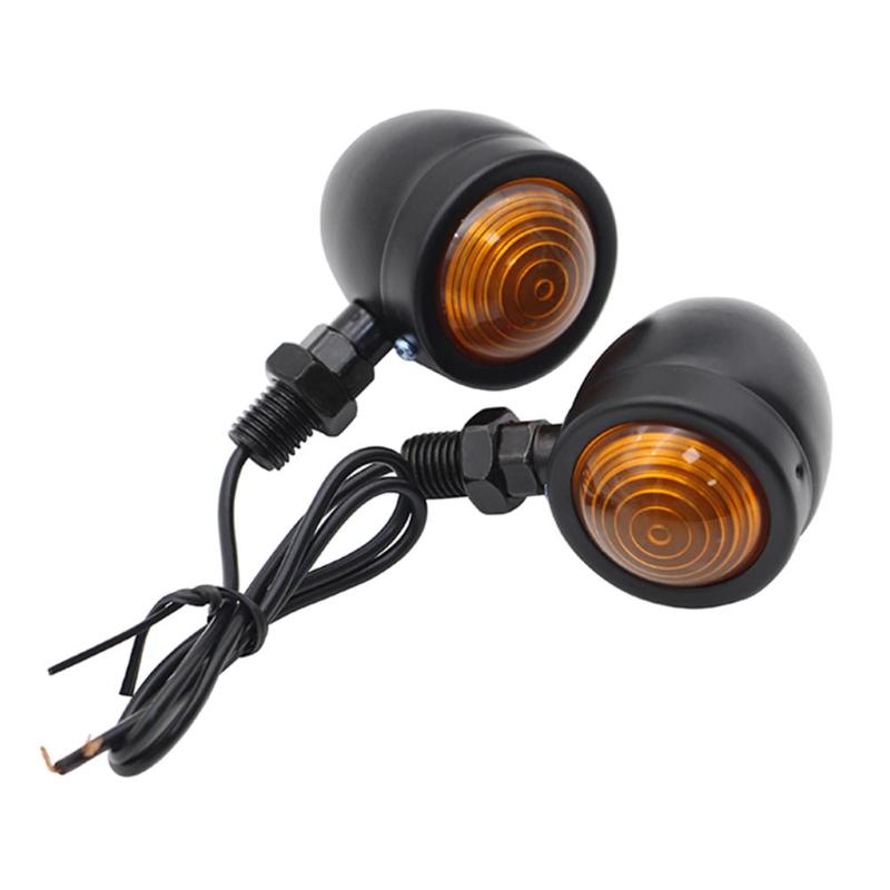 

2 шт. 12 В мотоцикл универсальный мини ретро мотоцикл указатели поворота 1-проводной янтарный свет мотоциклетные мигалки индикаторы чёрный