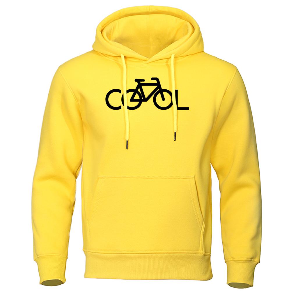 Cooler Schriftzug Fahrrad Einfaches Strichdesign Bedruckter Hoodie Herren Rundhals Lässiges Sweatshirt Herbst Locker Kapuzenfleece Warme Oberteile