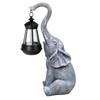 Outdoor Elephant Statue Solar Lantern Garden Decor Resin Animal Sculpture Yard Ornament with Hanging Lantern for Patio Pathway Lighting