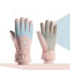 Oxford Cloth Ski Anti-cold Mittens Coral Fleece Finger Mittens Unisex Windproof Gloves  Women