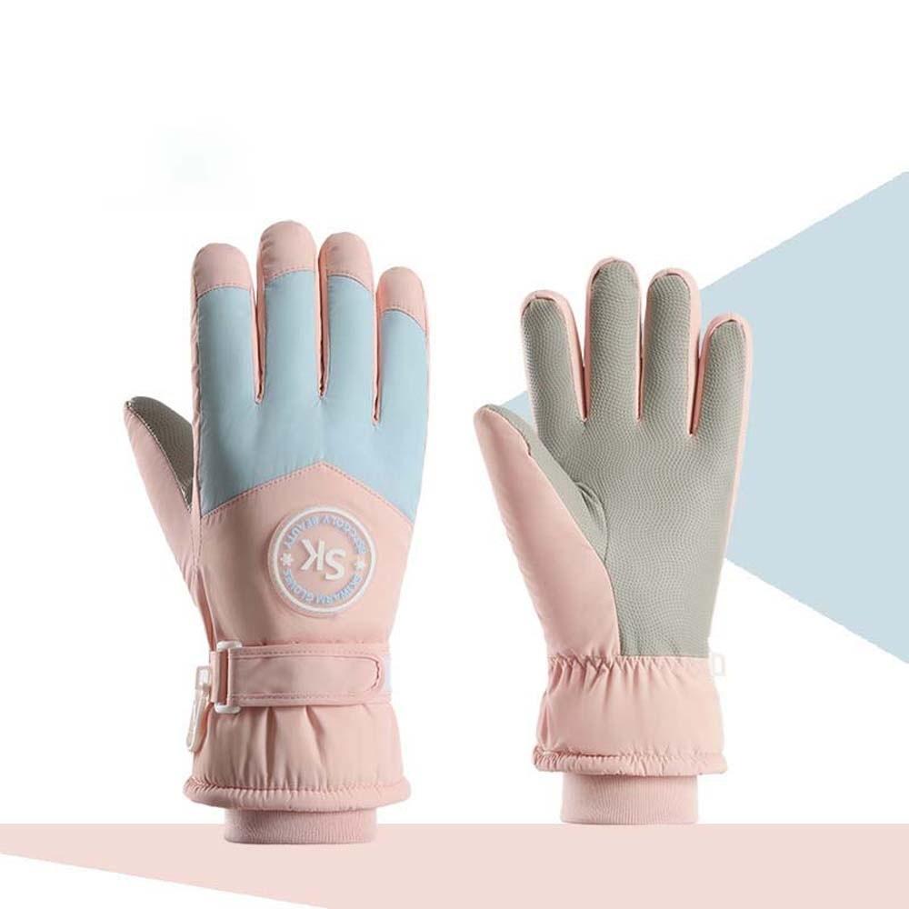 Oxford Cloth Ski Anti-cold Mittens Coral Fleece Finger Mittens Unisex Windproof Gloves  Women