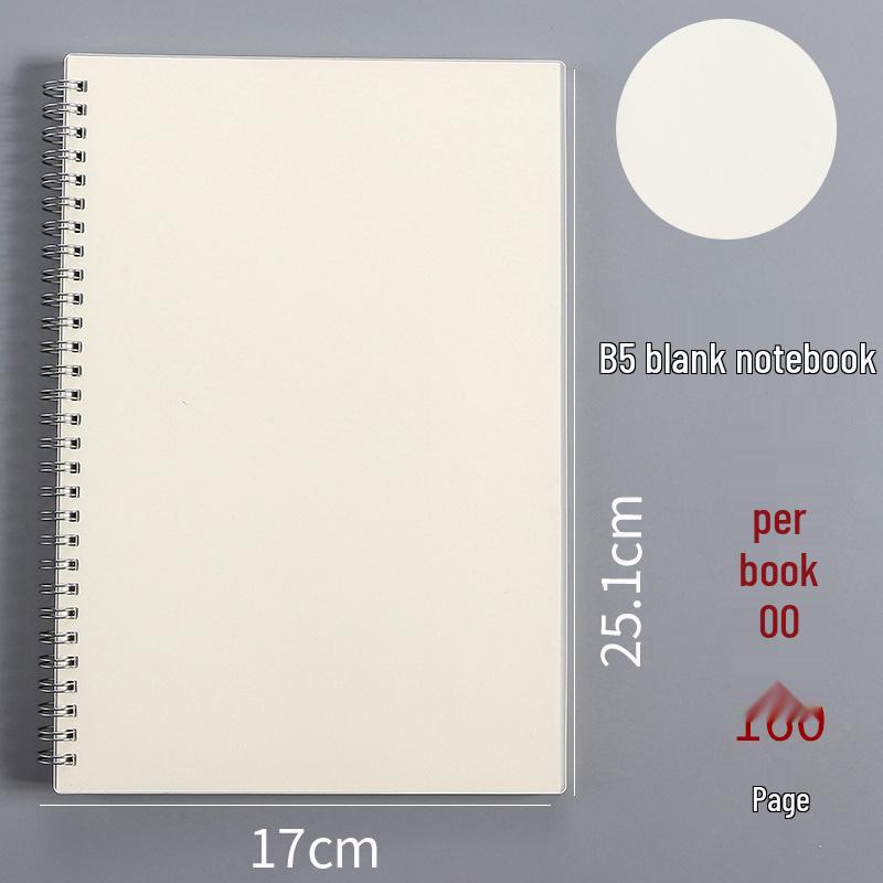 Minimalist PP Coil Notebook Set: A5 Lined, B5 Grid, Elastic Band, Thick Pages, Blank for Students