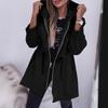 Dames S Capuchon Lange Mouw Tailleband Rits Effen Middellang Casual Jas