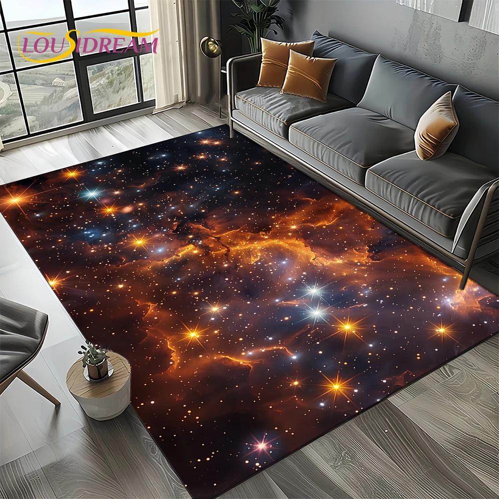 Universe Space Stars Black Hole Galaxy Earth Milky Way Carpet Rug for Living Room Bedroom Sofa Decoration,Non-slip Floor Mat