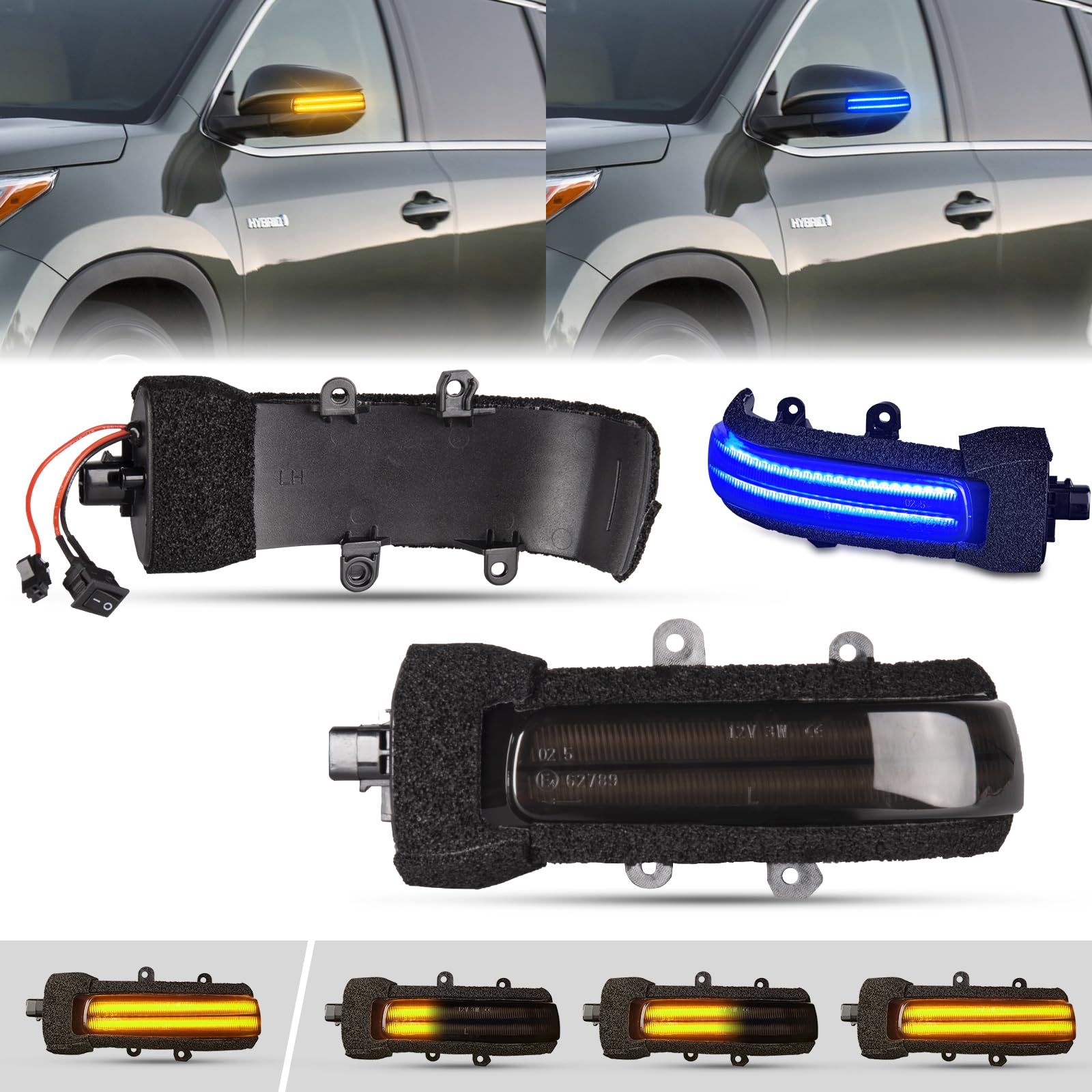 

POPMOTORZ Sequential Side Mirror Turn Signals for 20 Series Vellfire 20 Vanguard 30 Noah 70 Estima 50 Estima Hybrid 20 RAV4 30 Series with Flowing