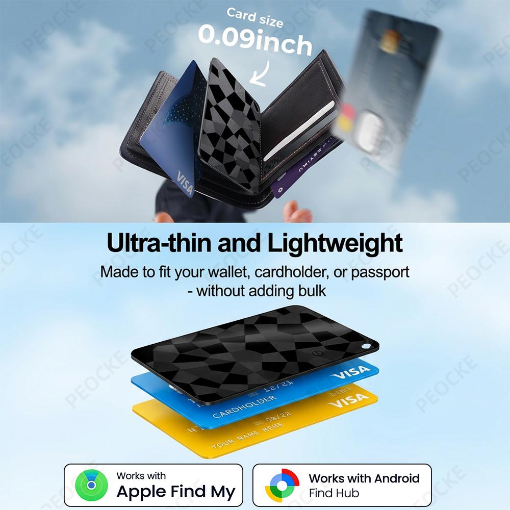 Android/iOS Bluetooth GPS Tracker Smart Tracker Card Works With Google Find Hub Apple Find My Dual System Anti-Lost Location Tag
