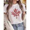 Women's Red Maple Leaf Literary Art Print Short Sleeve Round Neck Blouse Suitable Daily Wear Harajuku Clothes