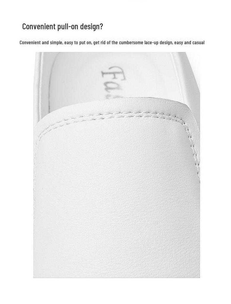 Men's Casual Cowhide Leather White Loafers - Stylish & Versatile for Spring and Autumn