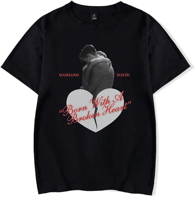 Damiano David Tshirt Born with a Broken Heart Merch for Men and Women Cool Casual Short Sleeve TShirt