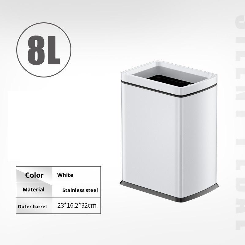 Stainless Steel Trash Can Large Capacity Kitchen Trash Bins Creative Square Toilet Garbage Bin Household Cleaning Accessories