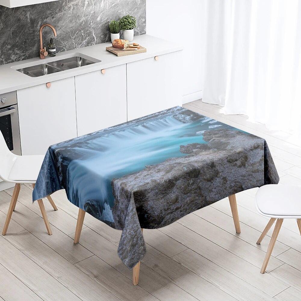 Față de masă cascadă peisaj natural anti-petare impermeabilă dreptunghiul de bucătărie masă de sufragerie decor acasă