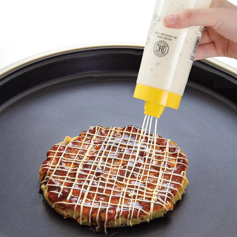 4 Poröse Gewürzflaschen Aus Kunststoff - Für Saucen, Ketchup & Dressing - Mit 5-Loch-Aufsatz