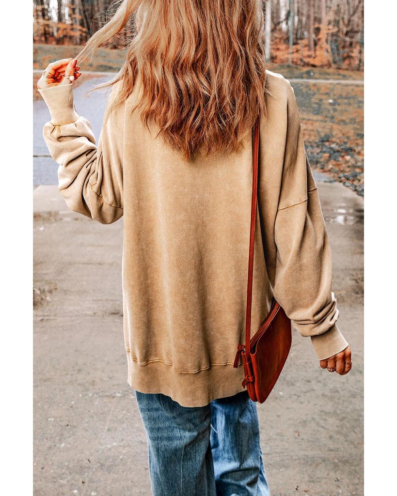 Azura Exchange Oversized Khaki Drop Shoulder Sweatshirt