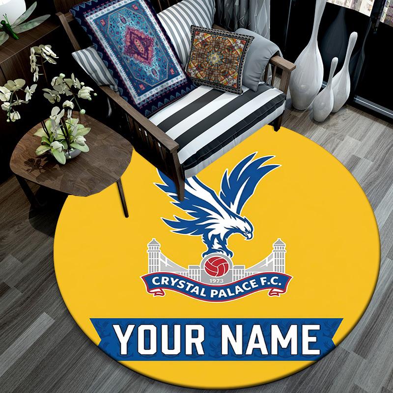 Custom Name Crystal Palace F.C.2 Round Area Rug,Carpet Rug for Living Room Bedroom Sofa Playroom Decor,Non-slip Floor Mat