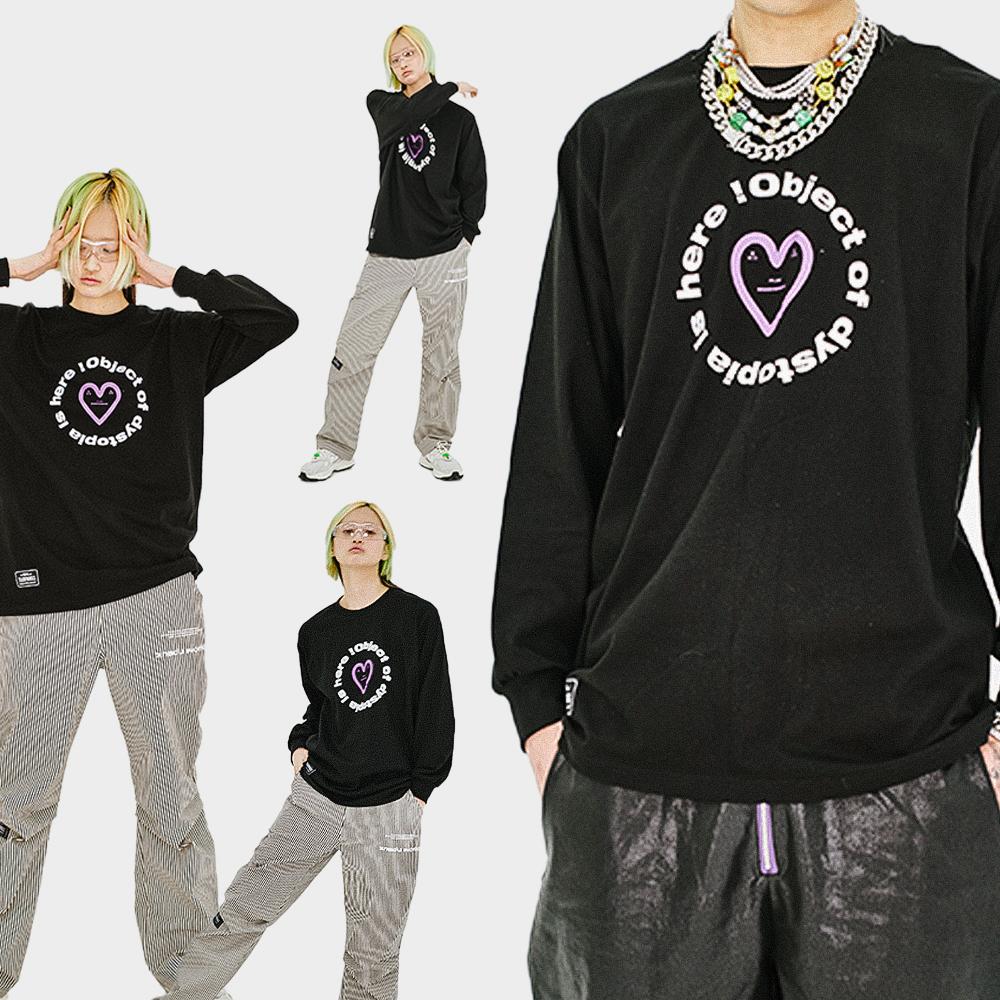 Jeneoduwogseu Heart Logo Long Sleeve Tee Black