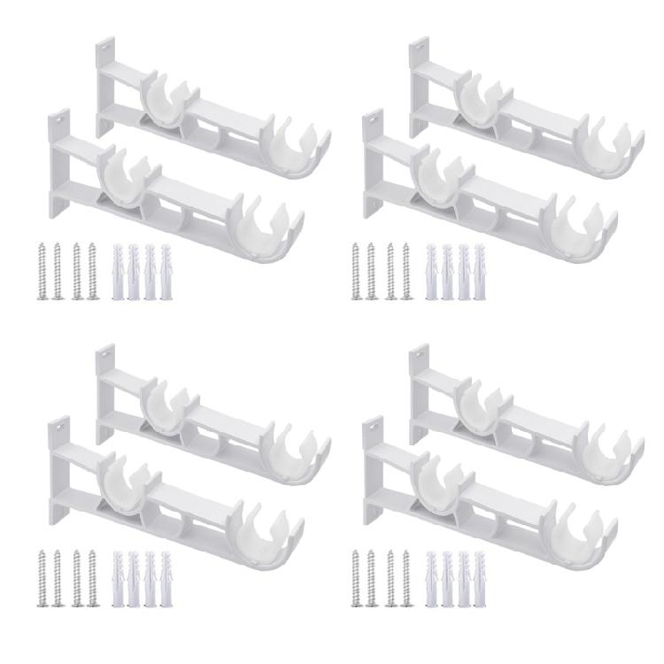 8 Pack Double Curtain Poles Holder White Metal Drapery Rod Support Wall Brackets with Screws for Living Room and Bedroom