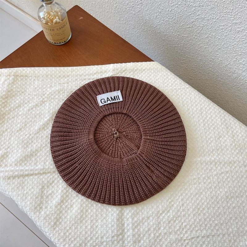 Zhao Lusi Same Style Korean Version Versatile Knit Beret For Women Winter Fashion Concave Shape Beret Peaked Cap Newsboy Hat Trendy