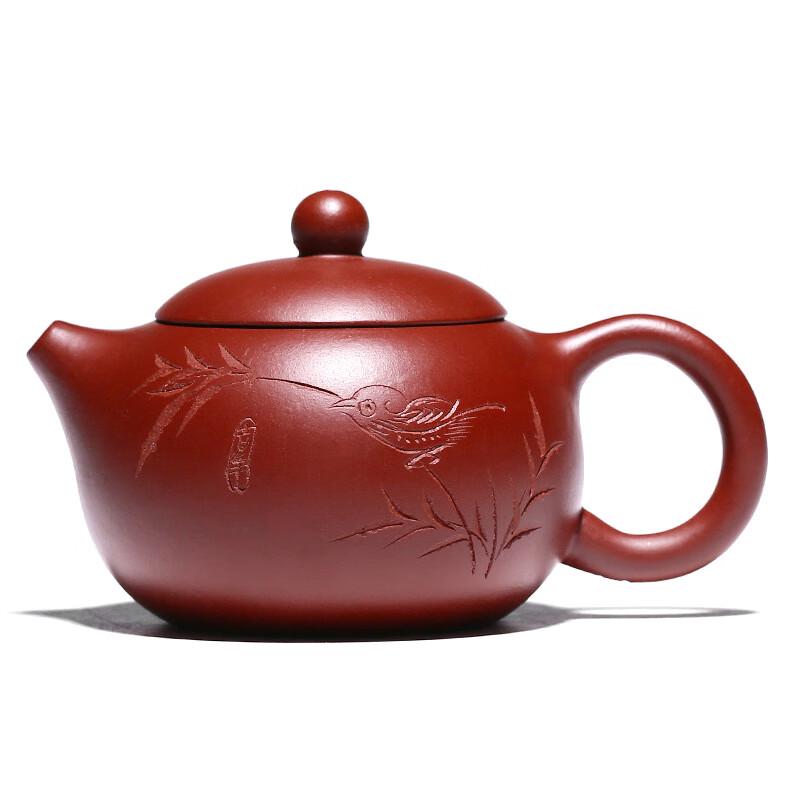 Handmade Dahongpao Zisha Xishi Teapot with Engraved Bamboo