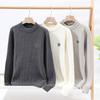 Woodpecker Men's Slim Fit Round Neck Knit Sweater - Warm Velvet Base Layer for Autumn/Winter