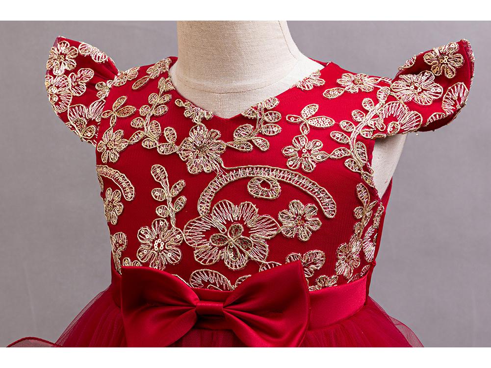 Detské vyšívané sieťované princeznovské šaty - nadýchaná sukňa pre družičku alebo na klavírne vystúpenie