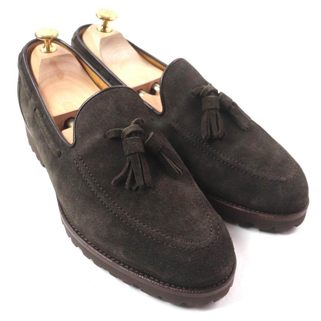 Excellent SPIGOLA loafers U tip Dark brown Suede leather mens 8 Used