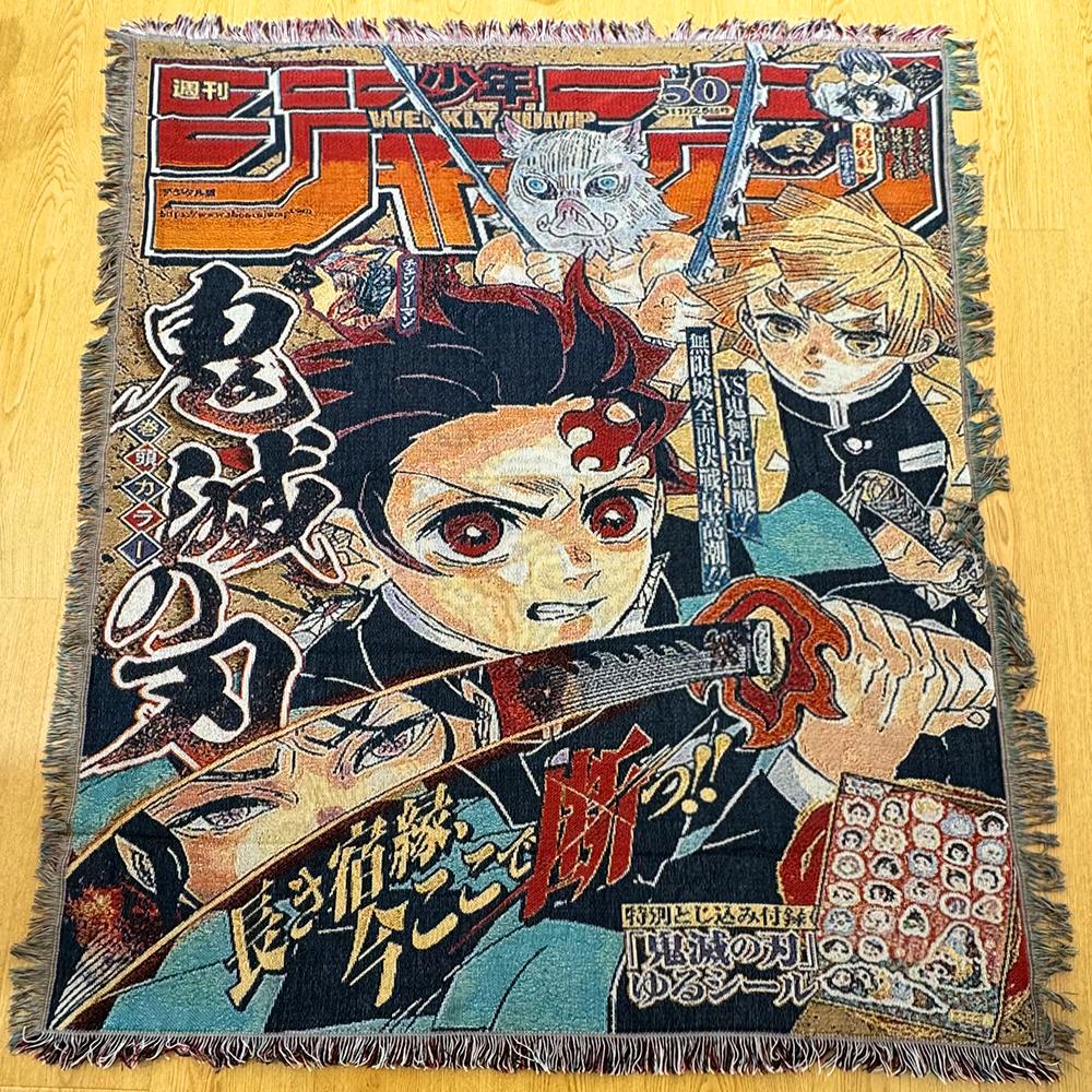Custom Japanese Anime Wall Hanging Tapestry Woven Cotton Throw Blanket