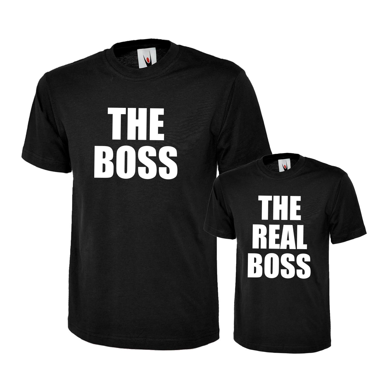 The Real Boss Matching T-Shirt Mens Womens Tees Tops Fathers Day Dad Son Mum Daughter Tee Tops Funny M