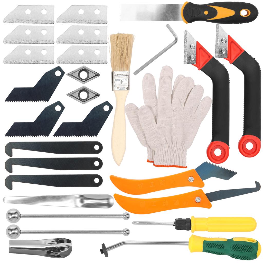 1Set Grout Removal Tool Kit with 6Knife Blade Beveled Emery Blade Grout Sealing Tools Grout Removal Tool for Floor Tile Cleaning